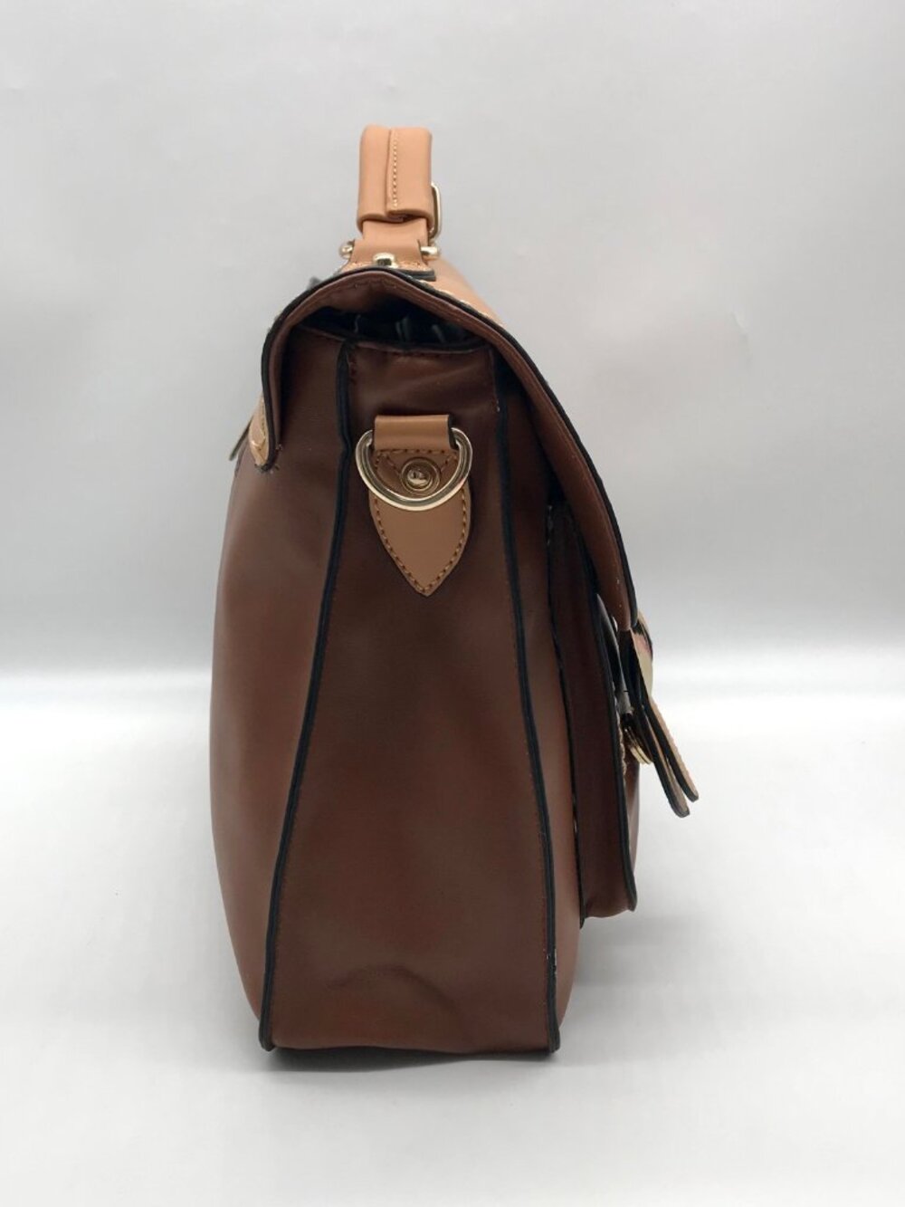 Move & Moda Brown Faux Leather Convertible Work Briefcase Crossbody - Picture 4 of 13